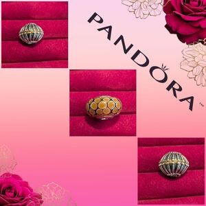3pc Authentic Pandora Large Jumbo Show Stopper Amber Bead Charm Bundle